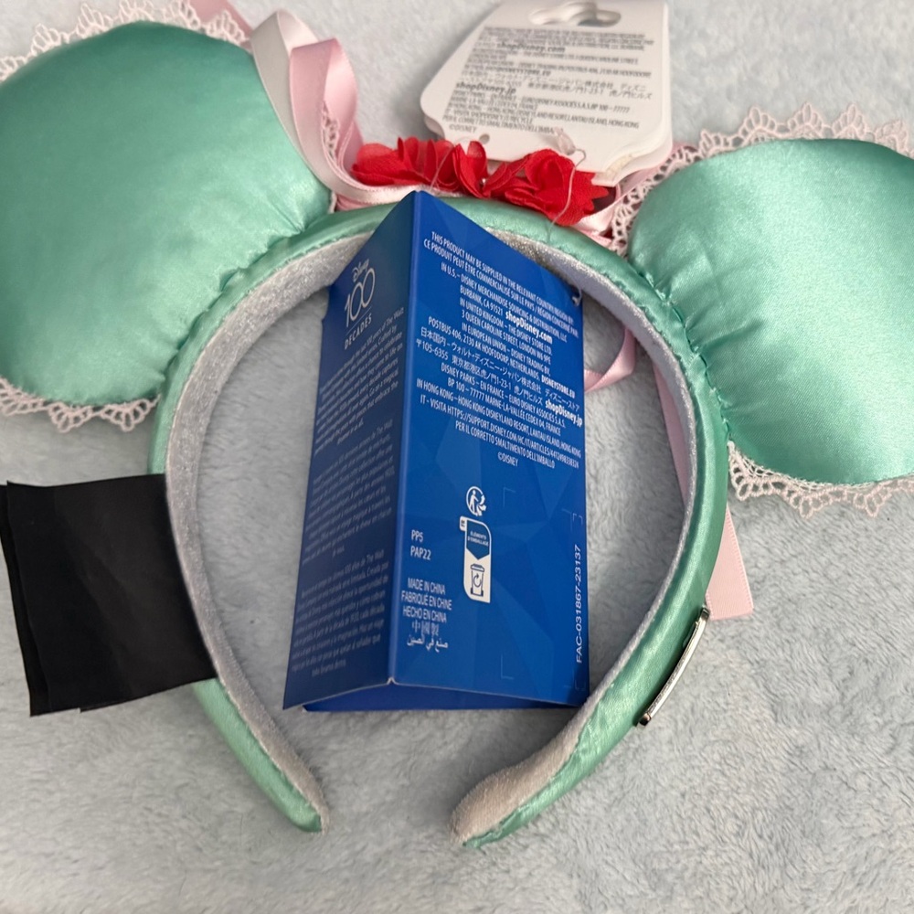 Disney Giselle Mint Satin Floral Ear Headband Limited Edition NWT - Picture 2 of 3